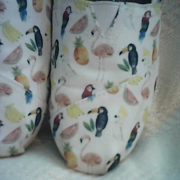 TOMS Tropical Bird White Alpargatas Size 8 - Picture 8 of 8